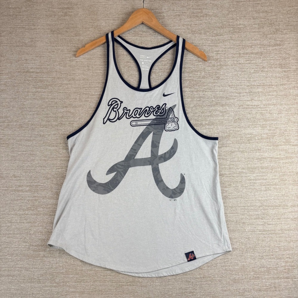 Atlanta Braves The Nike Tee Tank Top Womens M Gray MLB Baseball Athletic EUC